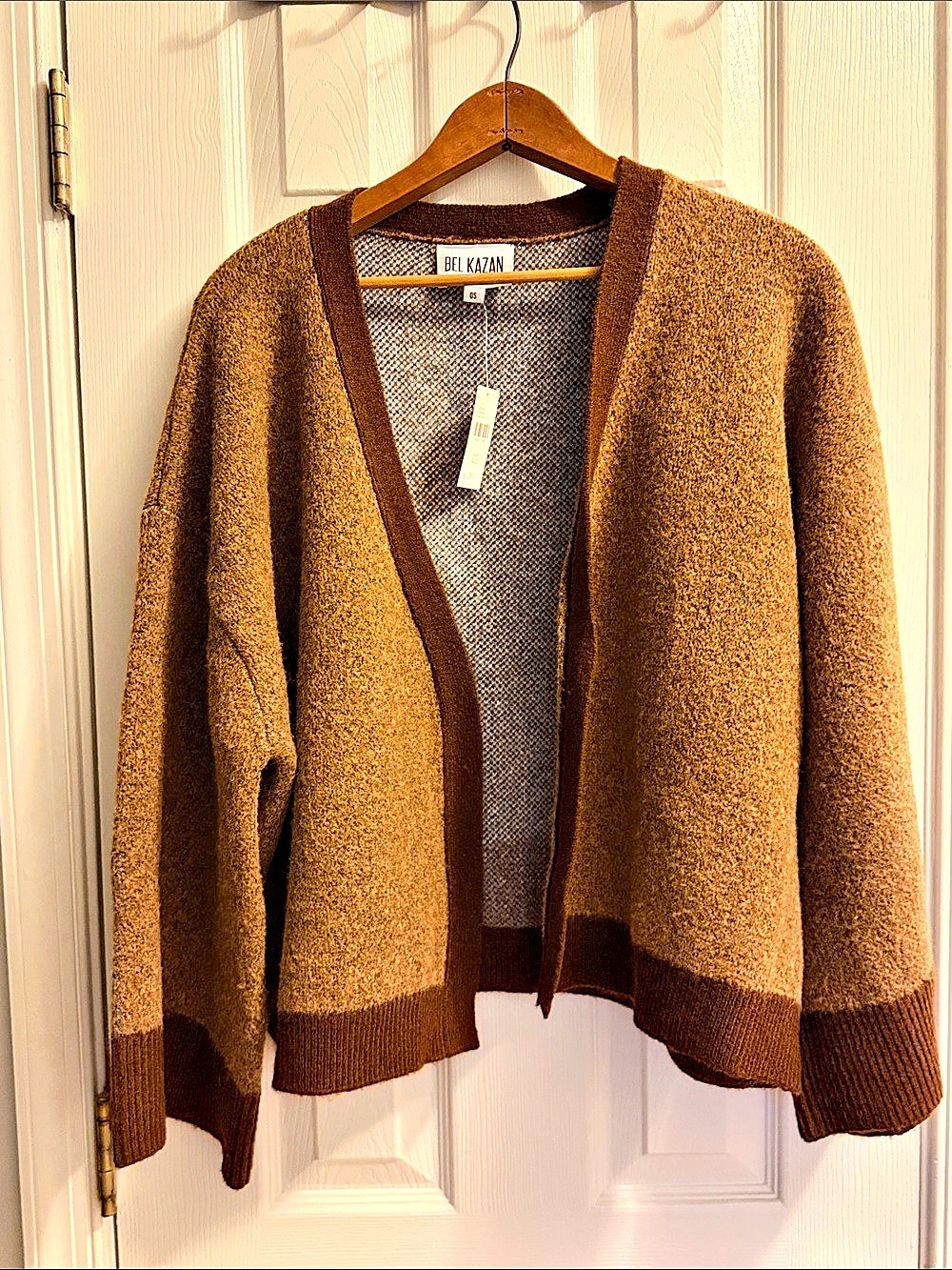 Bel Kazan Western Icon Cardigan Open Front Cardigan Brown & Blue NWT